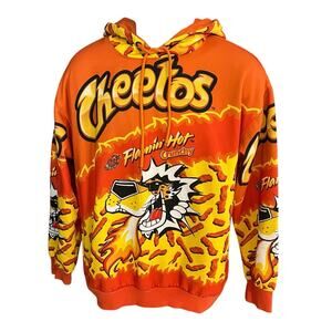 Forever 21 Flamin' Hot Cheetos men's M all over print chester cheetah hoodie